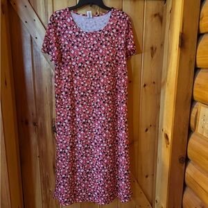 West Loop Red Polka Dot Short Sleeve Midi Dress Size Large